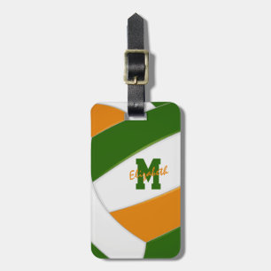green orange girls boys team gifts volleyball luggage tag