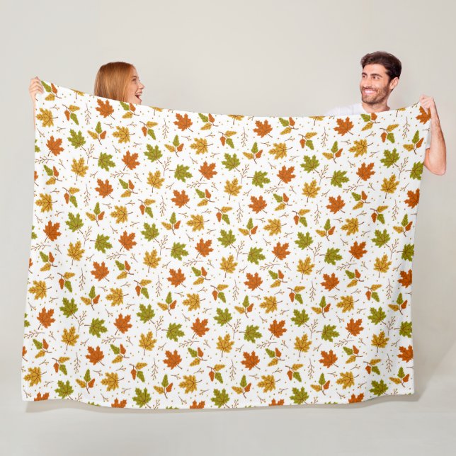 GREEN ORANGE GOLD FALL FALLING LEAVES FLEECE BLANKET (In Situ)