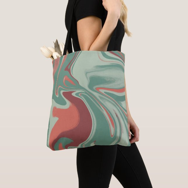 Green orange graphic design  tote bag (Close Up)