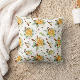 Green Orange Joyful Christmas Holiday Gift Cushion