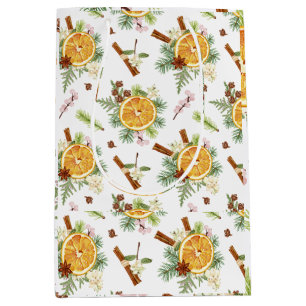 Green Orange Joyful Christmas Holiday Gift  Medium Gift Bag