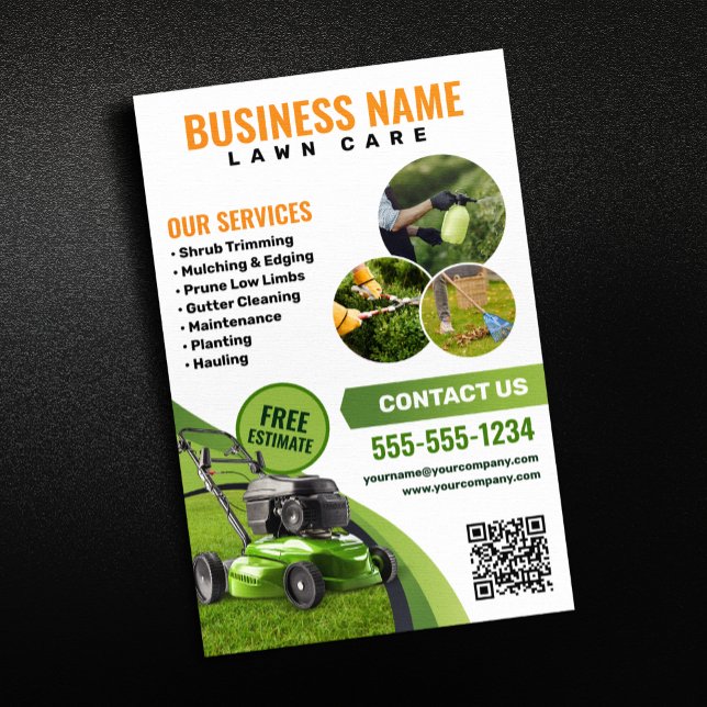 Green, Orange Lawn Care Landscaping Mowing Service Flyer (Creator Uploaded)