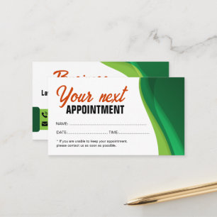 Green & Orange Lawncare Landscaping & Lawn Service Appointment Card
