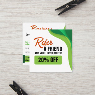 Green & Orange Lawncare Landscaping & Lawn Service Referral Card