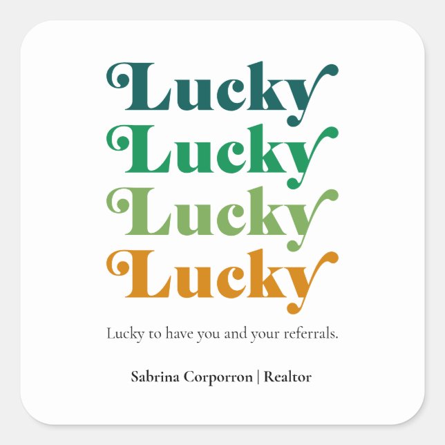Green & Orange Lucky St. Patrick's Day Marketing Square Sticker (Front)