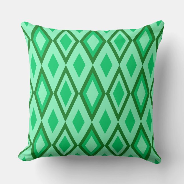 GREEN & ORANGE MARDI GRAS DIAMOND PATTERNS CUSHION (Front)