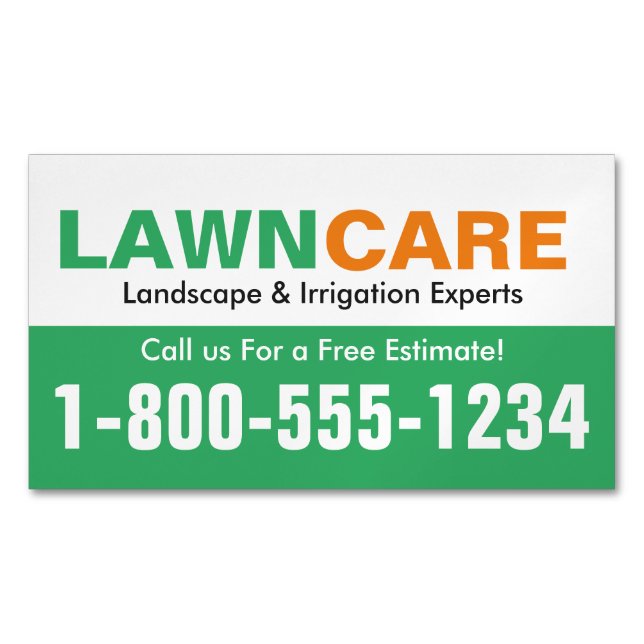 Green & Orange Number Reminder Magnetic Business Card (Front)