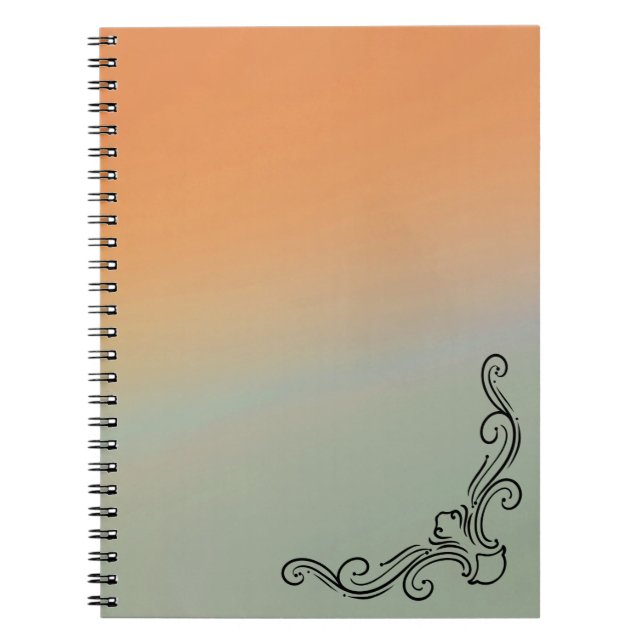 Green & Orange Ombre Notebook with Black Accent (Front)