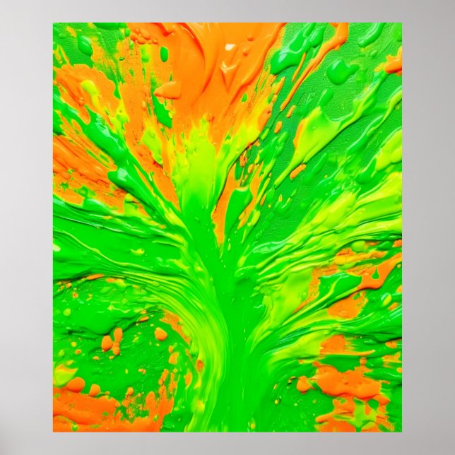 Green & Orange Paint Burst Poster (Front)