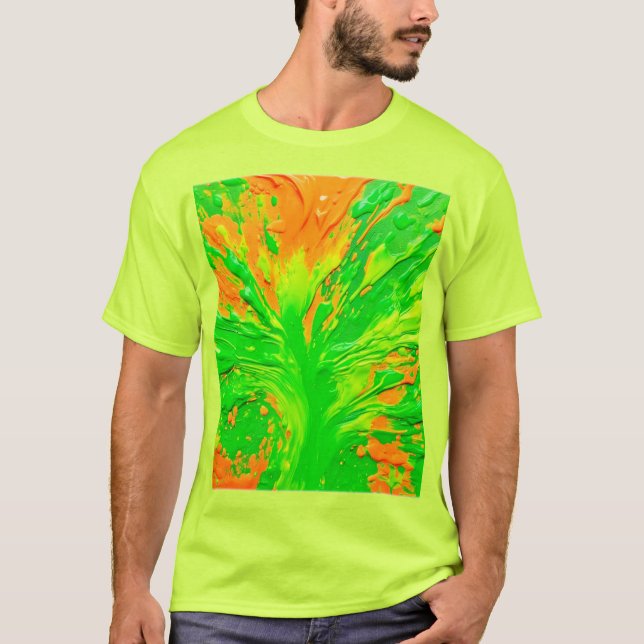 Green & Orange Paint Burst T-Shirt (Front)