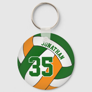 green orange personalised boys' volleyball key ring