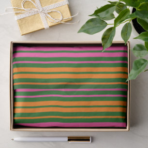 Green Orange Pink Vertical Stripes Design Tissue Paper