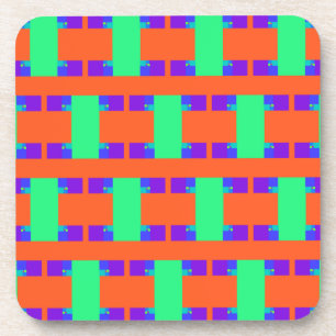 green orange purple abstract art pattern coaster
