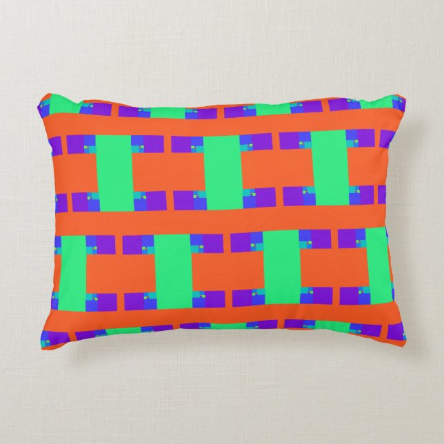 green orange purple abstract art pattern decorative cushion (Front)