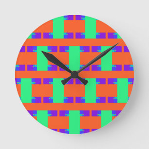 green orange purple abstract art pattern  round clock