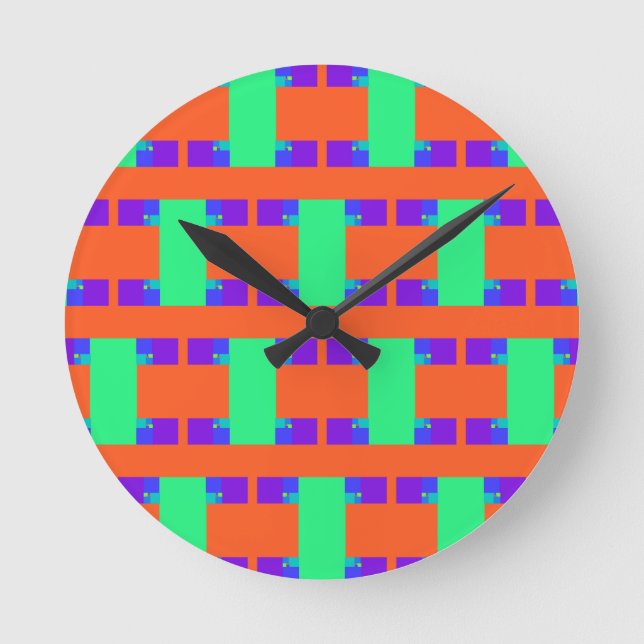 green orange purple abstract art pattern  round clock (Front)