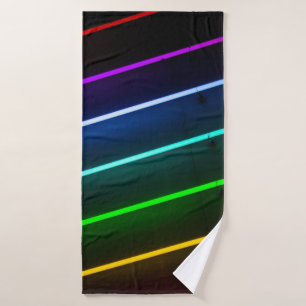 GREEN, ORANGE, RED, BLUE, AND PURPLE STRIPED LIGHT BATH TOWEL
