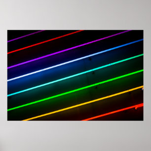 GREEN, ORANGE, RED, BLUE, AND PURPLE STRIPED LIGHT POSTER