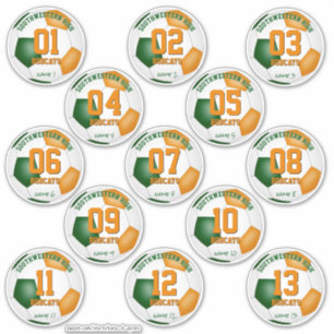 green orange soccer banquet favours set of 13