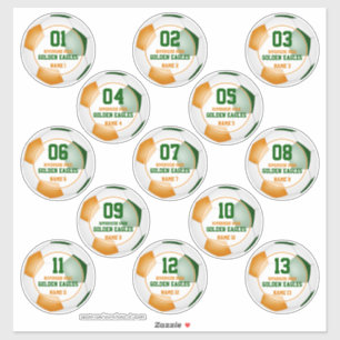 green orange soccer team colours gifts set of 13