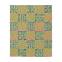 Green Orange Square Geometric Retro Greek Pattern