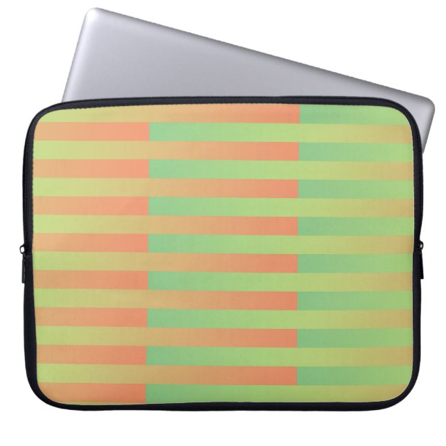 Green Orange Striped Pattern Laptop Sleeve (Front)
