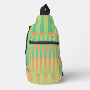 Green Orange Striped Pattern Sling Bag