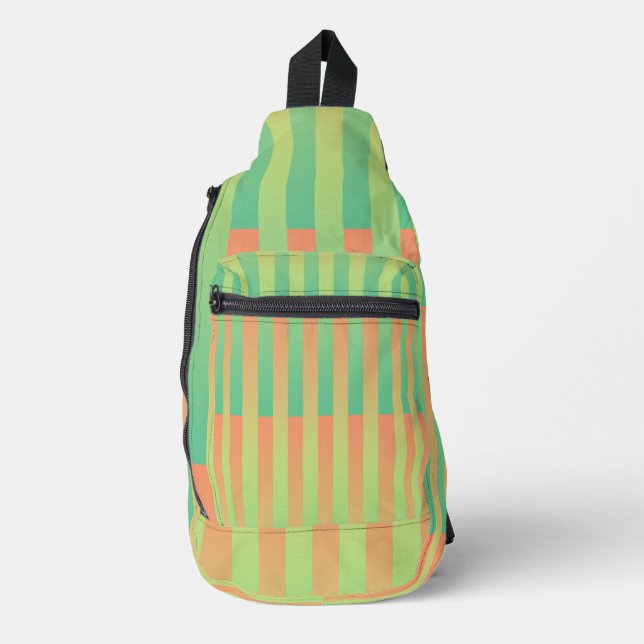 Green Orange Striped Pattern Sling Bag (Front)