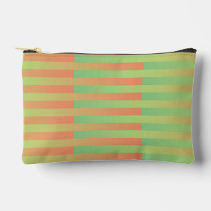 Green Orange Striped Pattern Small Accessory Pouch