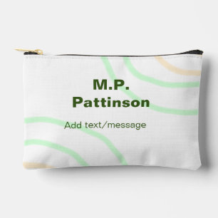 Green orange stripes add name text message simple  accessory pouch