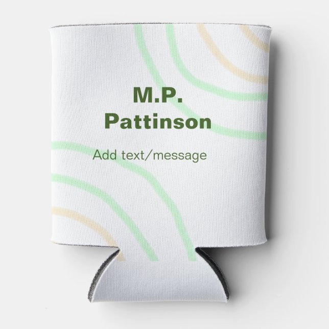 Green orange stripes add name text message simple  can cooler (Front)