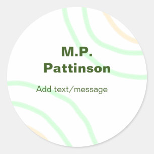Green orange stripes add name text message simple classic round sticker