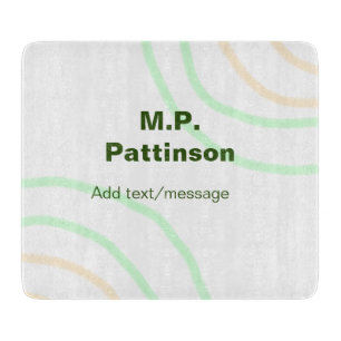 Green orange stripes add name text message simple cutting board