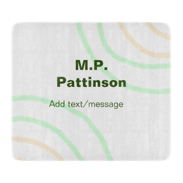 Green orange stripes add name text message simple  cutting board (Front)