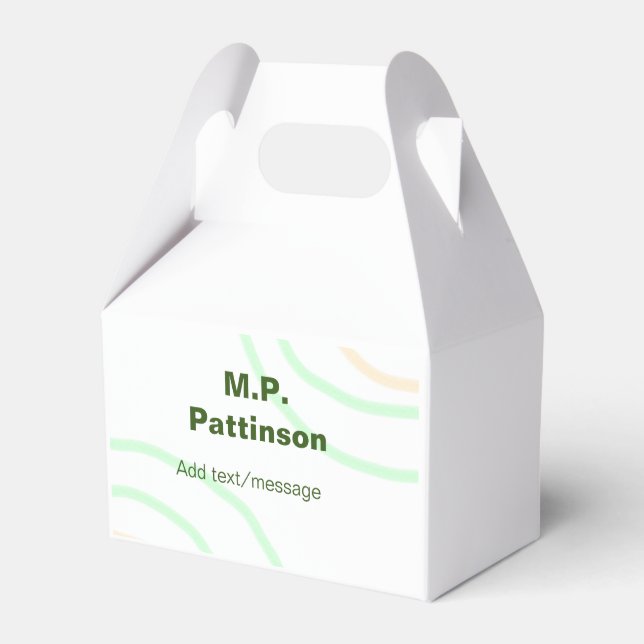 Green orange stripes add name text message simple  favour box (Front Side)