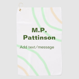 Green orange stripes add name text message simple golf towel