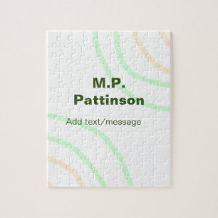 Green orange stripes add name text message simple  jigsaw puzzle