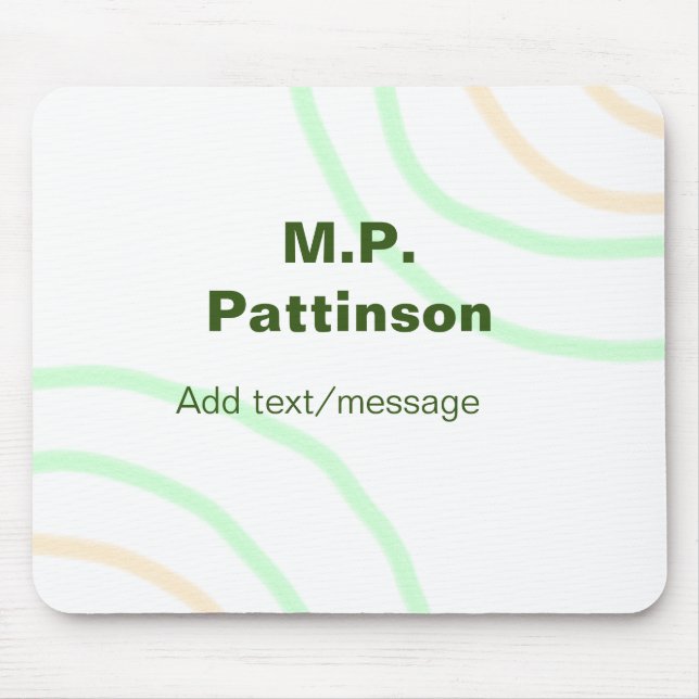 Green orange stripes add name text message simple  mouse mat (Front)