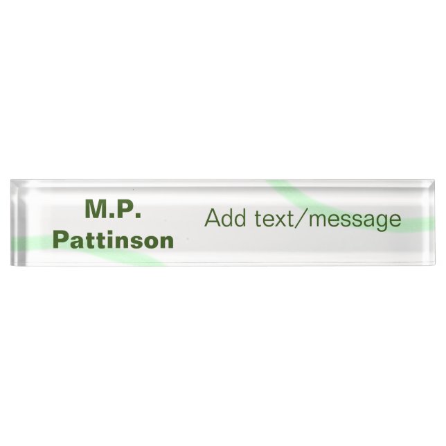 Green orange stripes add name text message simple  nameplate (Front)