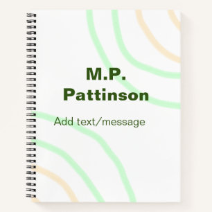 Green orange stripes add name text message simple notebook