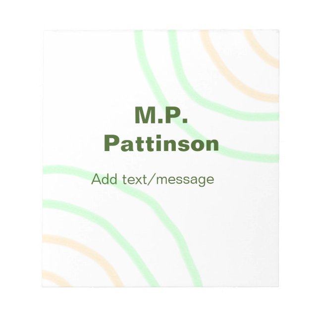 Green orange stripes add name text message simple  notepad (Front)