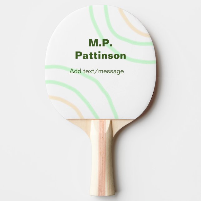 Green orange stripes add name text message simple  ping pong paddle (Front)