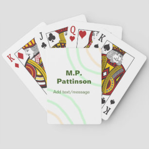 Green orange stripes add name text message simple playing cards