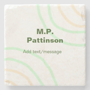 Green orange stripes add name text message simple stone coaster