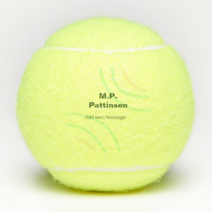 Green orange stripes add name text message simple tennis balls