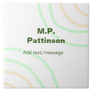 Green orange stripes add name text message simple  tile