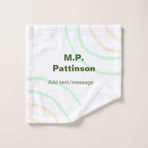 Green orange stripes add name text message simple wash cloth