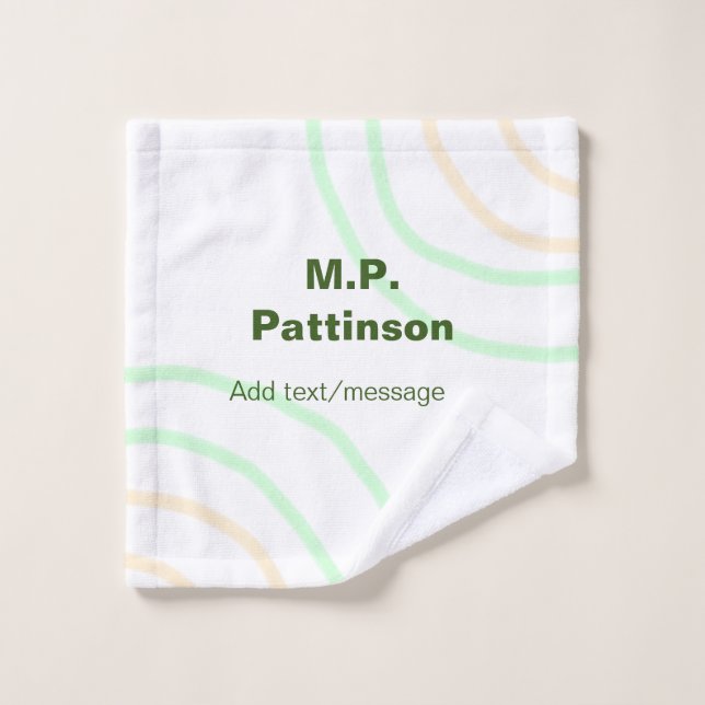 Green orange stripes add name text message simple  wash cloth (Wash Cloth)