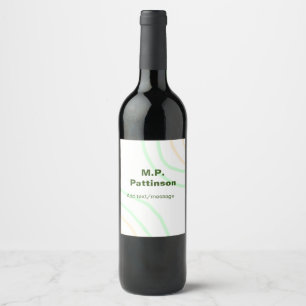 Green orange stripes add name text message simple wine label