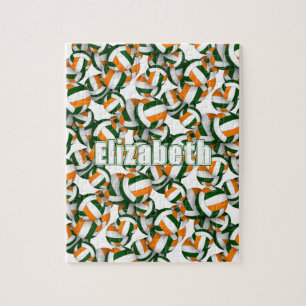 green orange team colours girls boys volleyball jigsaw puzzle